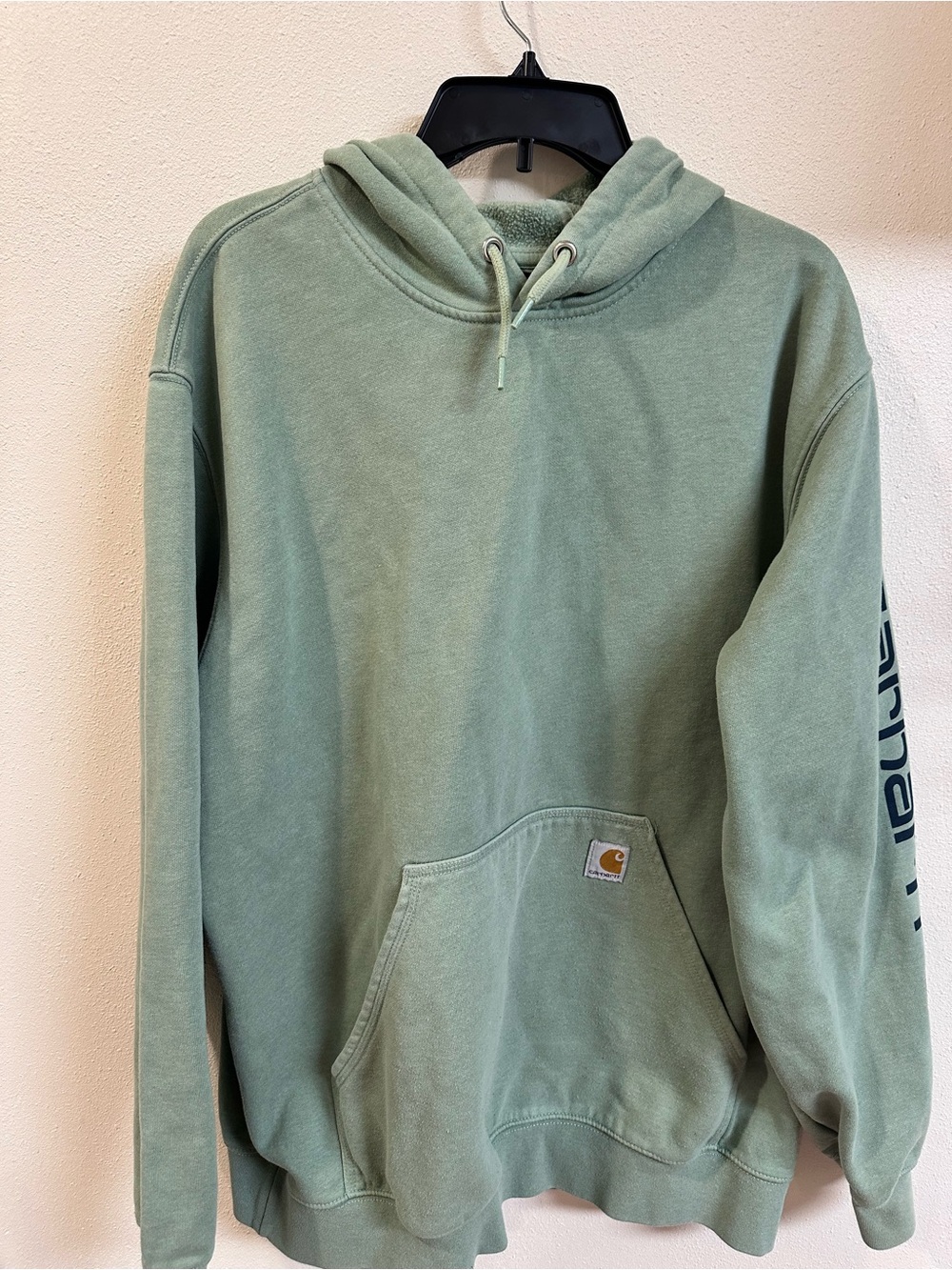 Carhartt Sage Green Pullover Hoodie with Sleeve Logo